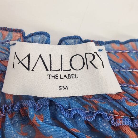 Mallory The Label Ramla Tiered Off Shoulder Maxi Dress S/M Blue Orange Floral - Picture 7 of 9